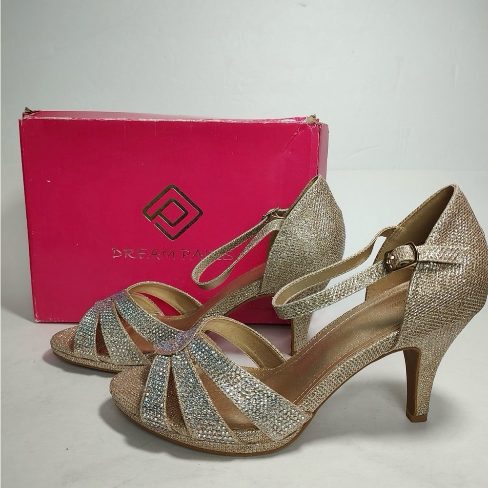 Dream Pairs Women's Sparkling Gold Heels